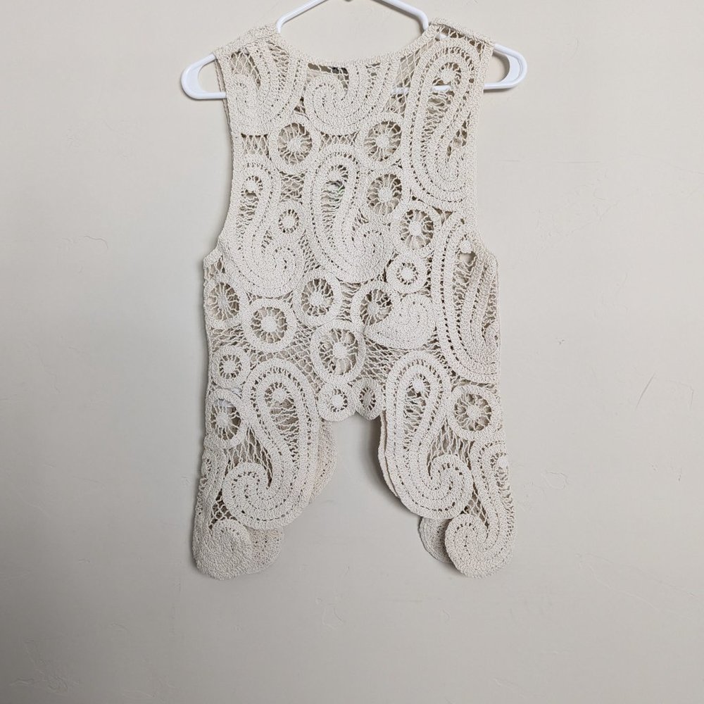 ZARA NEW ASYMMETRIC CROCHET TOP STRAW BEIGE S,M - Picture 16 of 17